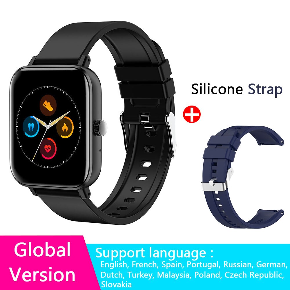 Smartwatch Men Bluetooth Call 1.72inch Full Touch Fitness Tracker Blood Pressure Clock Women Smart Watch for Xiaomi PK GTS Band: Set Silicone G