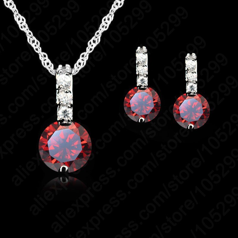 Women Beauty Jewelry Set 925 Sterling Silver Cubic Zircon Pendant Necklace/Earring Women Sets: 31