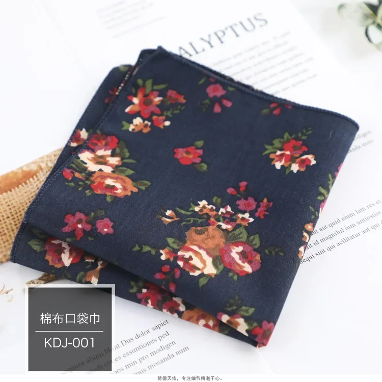 Pañuelo Floral de algodón 100% para hombre y mujer, pañuelo informal de 23cm con bolsillo para , , esmoquin, pajarita, accesorio