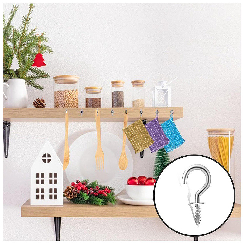 Screw Hooks Cup Hook Shouldered Screw Hanging Heavy Duty Cup Extend A Holders Wood Securing Light Home Storage Racks