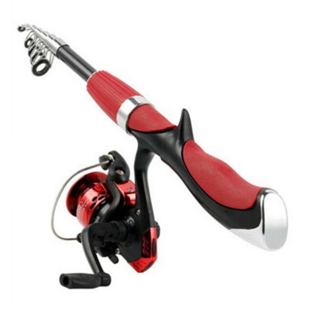 Fishing Rod and Reel Set Casting Fishing Rods Carbon Ultra Light Rod with Mini Spinning Reels Fishing Tackle Set: red 2