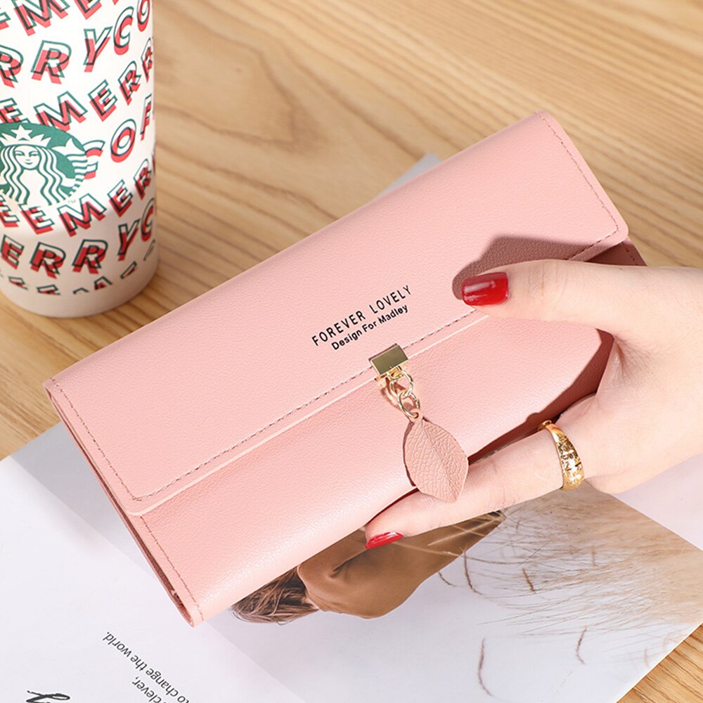 Korean Style Ladies Long Wallet Cute Wallet Women's Coin Purse Card Bag PU Wallet Clutch Student Tassel Cartoon: Pink