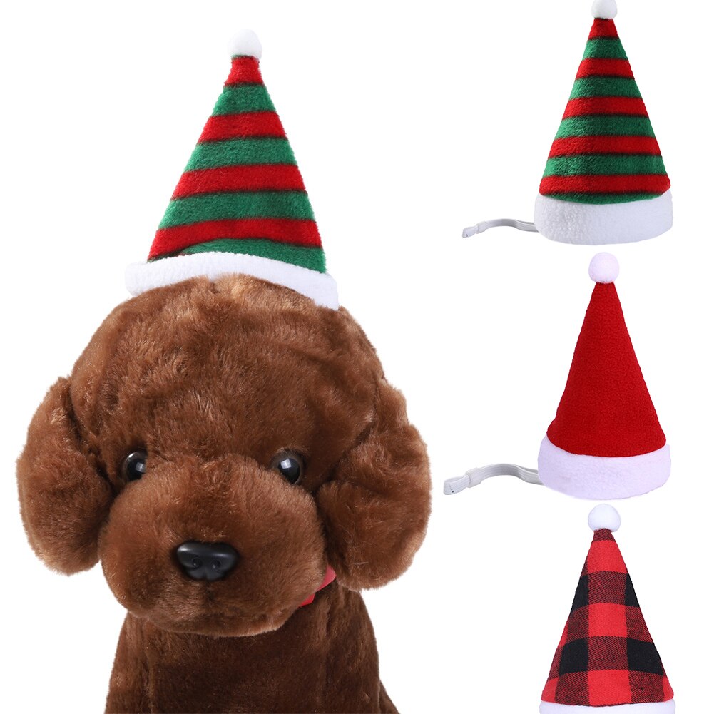 Nieuw huisdier kerstmuts kerst kat hond winter warme pluche muts kerstfeest decoratie hoed grappig schattig