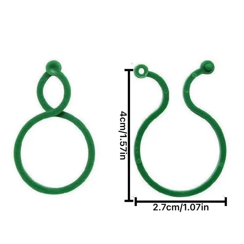 Clips para plantas de jardín para cultivo de verduras, soporte vertical para plantas, anillo incluido de plástico verde, herramienta de soporte para jardín, soporte para vid, 50/100 Uds.