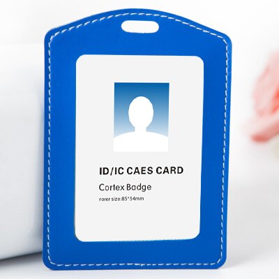 Price Soft PU Leather ID Card Holder Horizontal/Vertical Without Lanyard, for Students/Business/Staff,: V Dark Blue