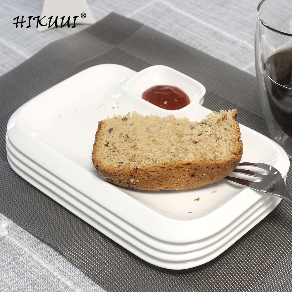 10"inch Ceramic Plate Diner Plates White Porcelain Dinnerware with Saucer Party Dishes Breakfast Dish Tableware