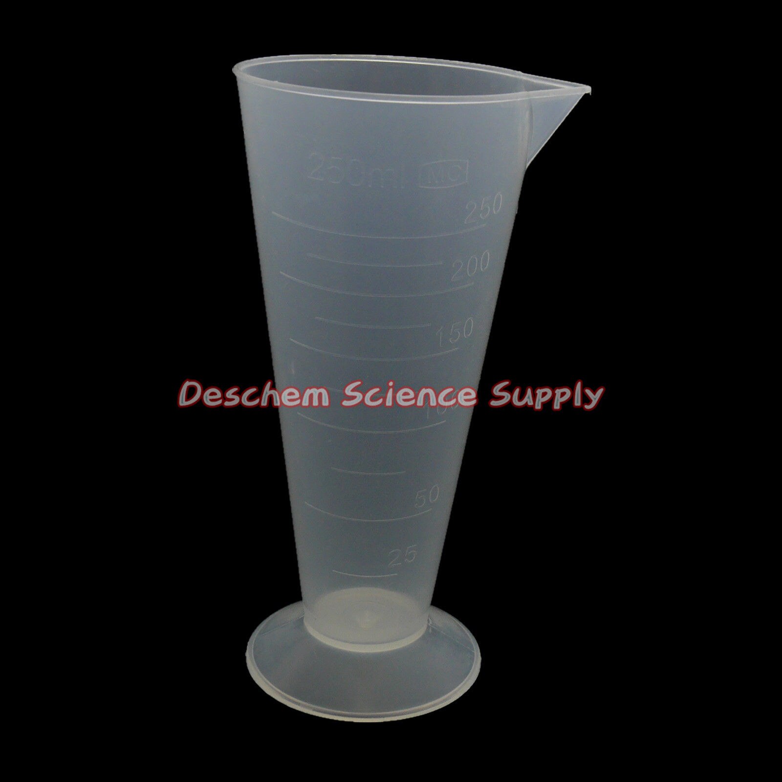 250mL Plastic Conical Measuring Cup Lab Chemistry Plasticware