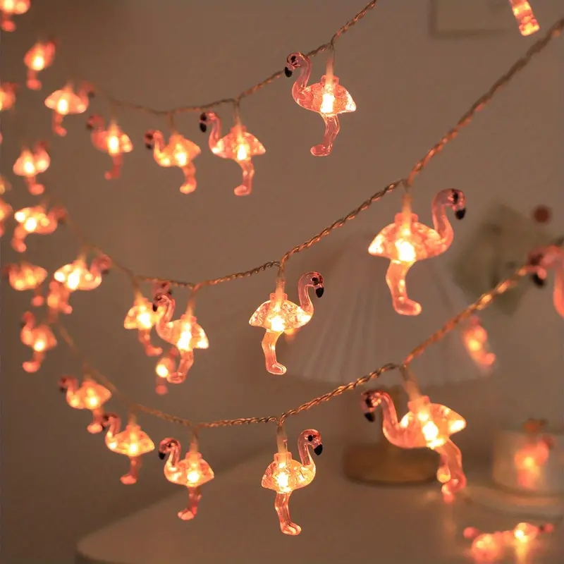 Guirlande lumineuse flamant rose à 10/20 LED, 1 pièce, 59.06 pouces/118.11 pouces, guirlande lumineuse féerique à piles pour décoration de fête d'anniversaire d'été