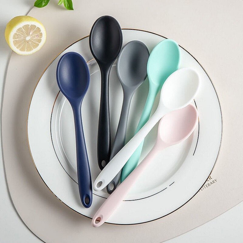 Kitchenware Spoon Long Handle Silicone Salad Food Mixing Stirring Spoon Kitchen Cooking Tool For Picnic Kitchen Soup Spoons