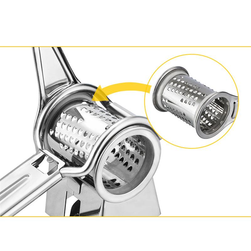 1Pc Cheese Grater Peeler Slicer Stainless Steel Grater Cheese Garlic Hand Crank Grater (Silver)