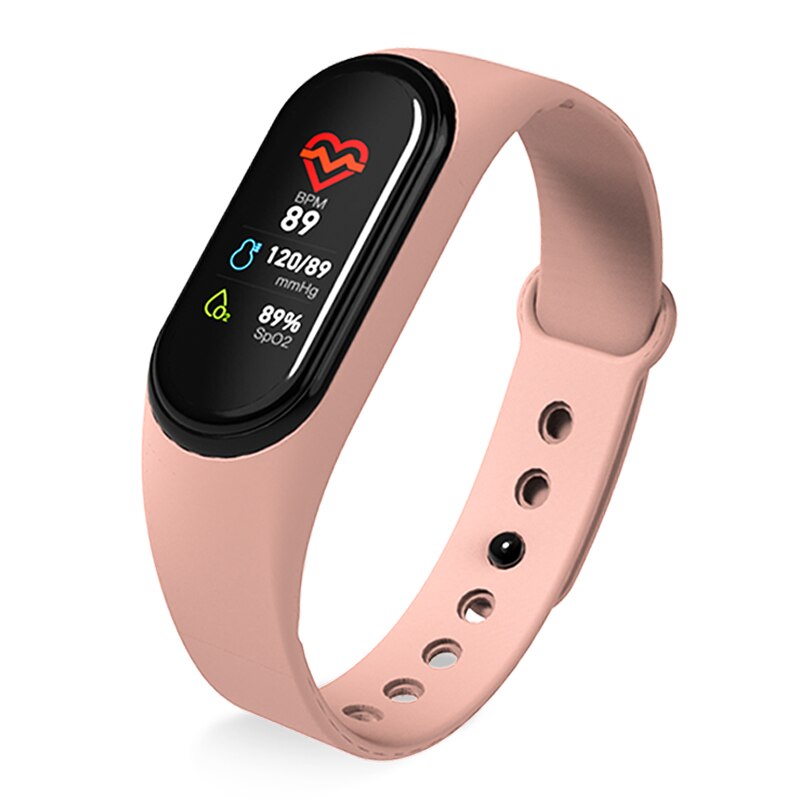 Pulsera inteligente PK redmi band M4 M3 pro, pulsera inteligente deportiva con control del ritmo cardíaco y de la presión sanguínea para hombre y mujer: light pink