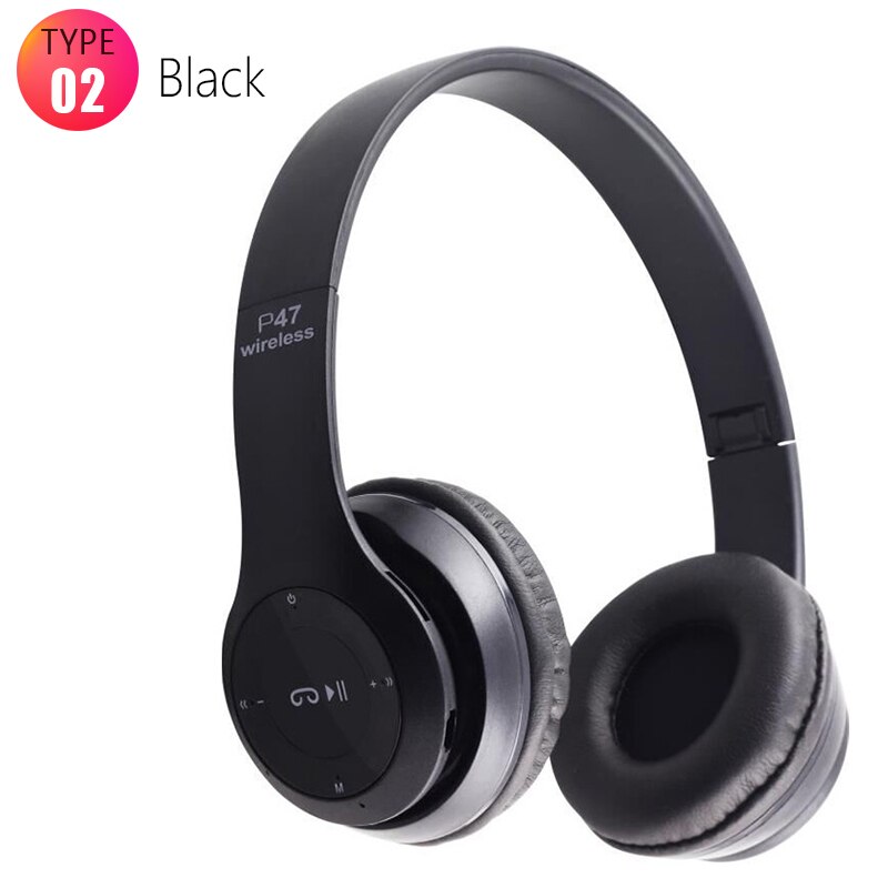 B39 Gaming Hoofdtelefoon Knipperende Led Bluetooth Draadloze Headset Kid Meisje Stereo Muziek Oordopjes Telefoon Oortelefoon Voor Iphone 12: Type 2 P47 Black