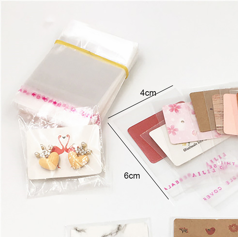 100Pcs/Lot Earrings Display Cards Cardboard Earring Packaging Hang Tag Card Ear Studs Paper Card for Jewelry Accessories: Opp Bag
