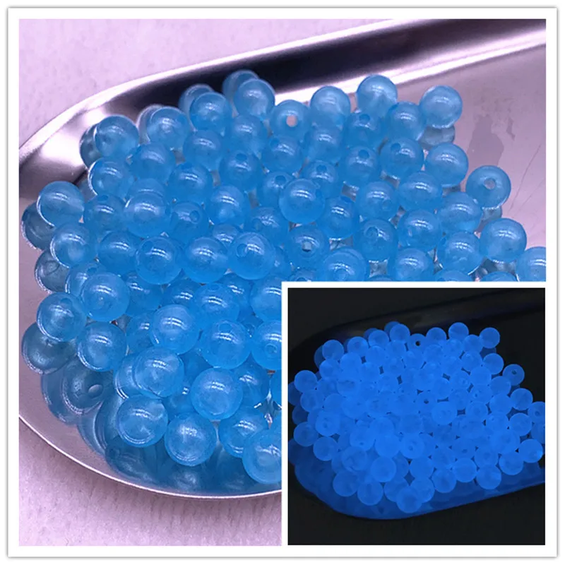 6-8-10mm sterke selvlysende perler som lyser i mørket, løse avstandsperler til merking av smykker, gjør-det-selv halskjede og armbånd