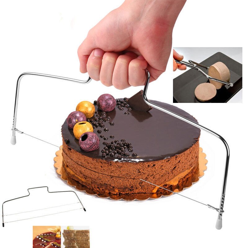 Coupe-gâteau à fil réglable en acier inoxydable, outil de cuisson à faire soi-même, grattoir à gâteau de , accessoire de cuisine, 2 pièces