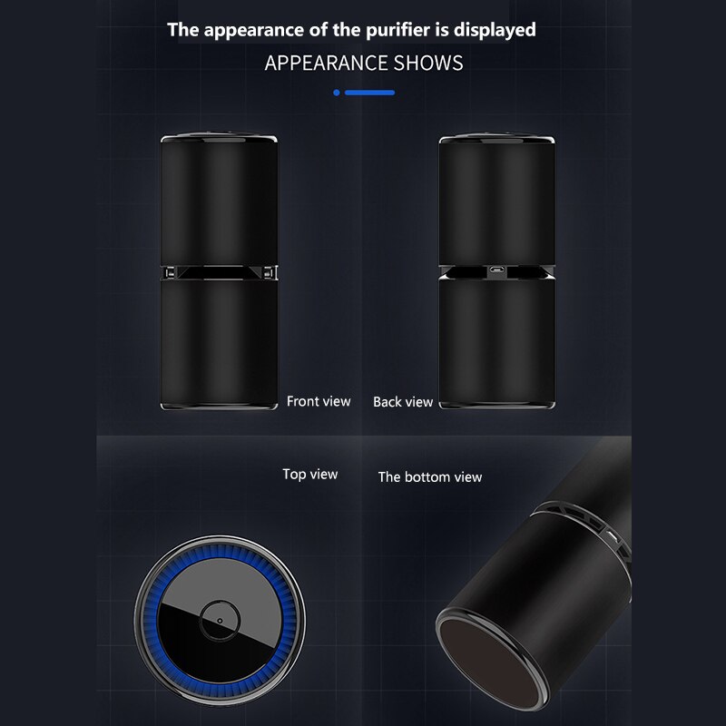 Car Portable 5V Mini Aluminum alloy Air Purifier USB Cable And Battery Dual Power Negative Ion Generator Negative Ion Generator