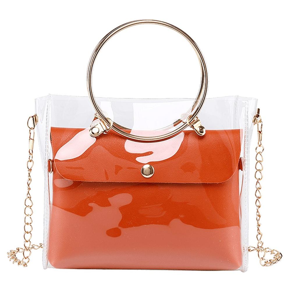 Sacs à Main en PVC Transparent pour femmes H10, sacoche transparente en perles, sacoches pour dames, sacs à bandoulière, # H10: Orange