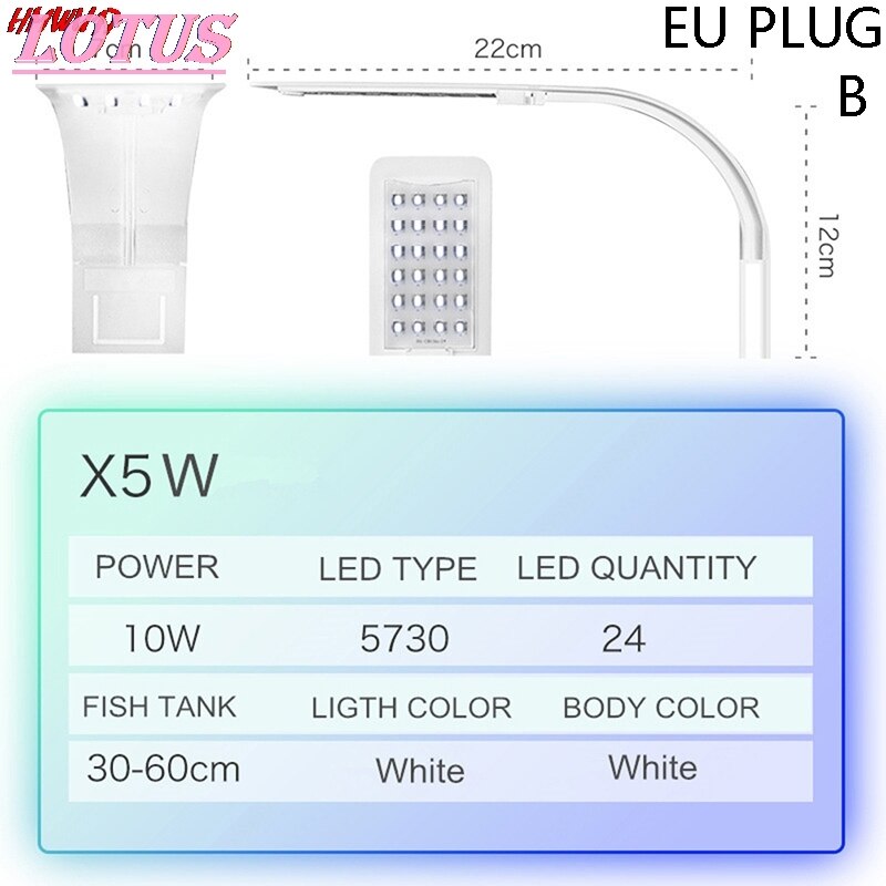 Super Slim Led Aquarium Licht Waterplanten Grow Light Waterdicht Clip-On Lamp Aquarium: B