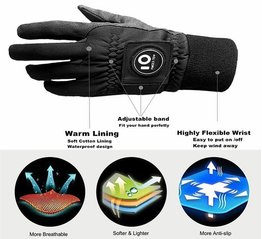 1 par inverno frio tempo quente luvas de golfe men com marcador bola aperto à prova de vento à prova dwindproof água luvas de golfe