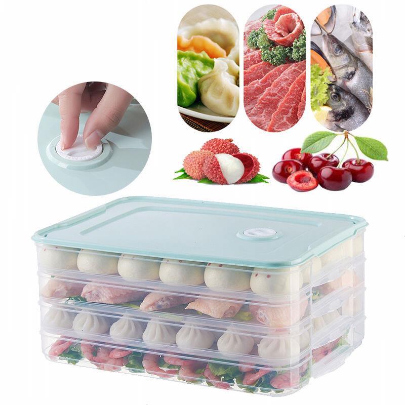 dumpling oppbevaringsboks plast kjøleskap frisk-holde 2-4 etterslep bærbar stabelbar dumpling container holder organizer