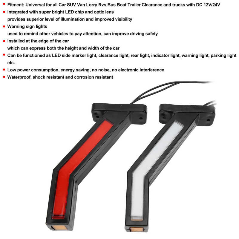 Feu de gabarit latéral LED universel, lampe de dégagement 12/24V pour SUV Bus bateau remorque camion voiture style