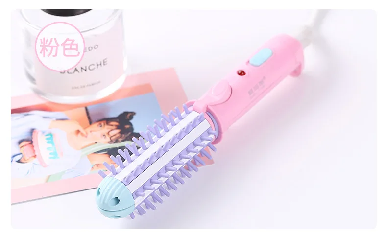 Elektrische Haar Styler Curler Curling Irons Trockner Reise Haarglätter Lockenwickler Heißer Pinsel: Rosa