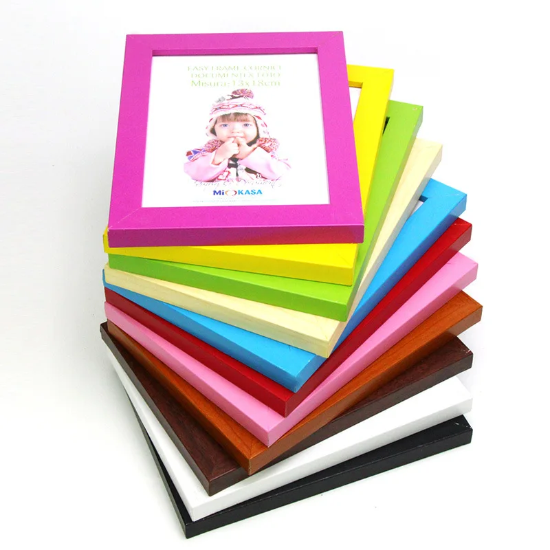 Cornici colorate Cornice in legno per foto di matrimonio Foto per bambini Disply Idol Portafoto Porta Retrato Marco De Fotos
