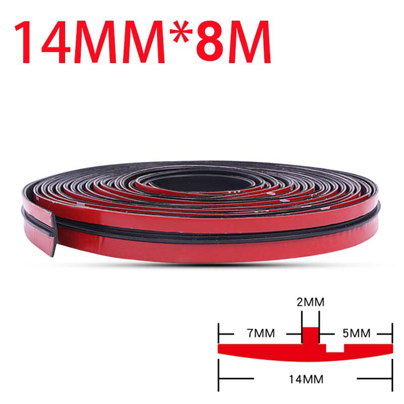 Bil gummi tetningslister 2m bil tak vindu tetting trim frontrute kant beskytter stripe auto gummi tetningsmiddel klistremerker tilbehør: 14 mmx 8m