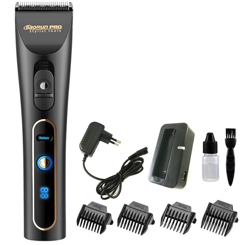 Ceramic Titanium Blade Hair Clipper for Men Baby Hair Trimmer Cutting Shaving Machine for Barber Salon Black: standard