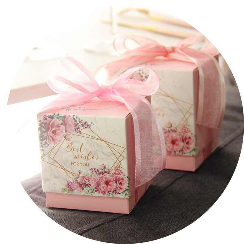 Paper Candy Box Wedding Favors Bag with Ribbon For Guests Wedding Baby Shower Birthday Party Decoration