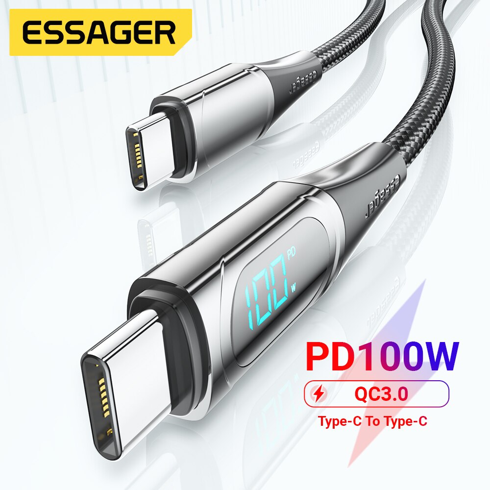 Essager 100W Usb C Naar Usb Type C Kabel Pd Quick Charge 4.0 6A Type-C Kabel Voor xiaomi Mi11 Poco X3 Huawei Samsung Macbook Ipad