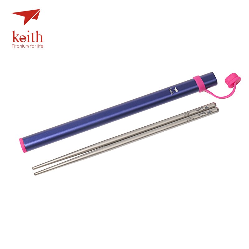 Utensilios de cocina de titanio para exterior, palillos chinos para acampar, Picnic, viaje, palillos chinos cuadrados Ti5622 Ti5822: Purple Blue