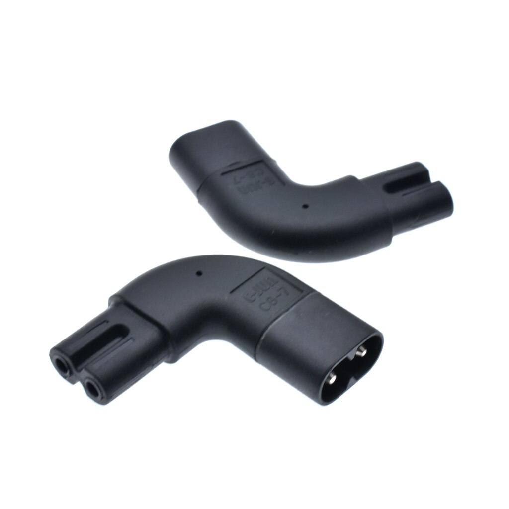 IEC320 iec C7 to C8 male female extension connector 90 degrees up and down angled AC power adapter