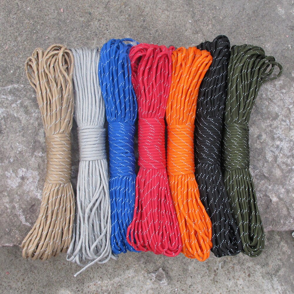 550 Reflecterende Paracord Parachute Cord Lanyard Tent Touw 9 Strand Paracord Voor Wandelen Camping Survival Parachute Cord