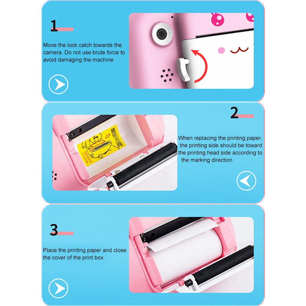 16G Mini Portable Travel USB Rechargeable Zero Ink 24MP 1080P HD Video Digital Instant Print Camera For Kids Birthday