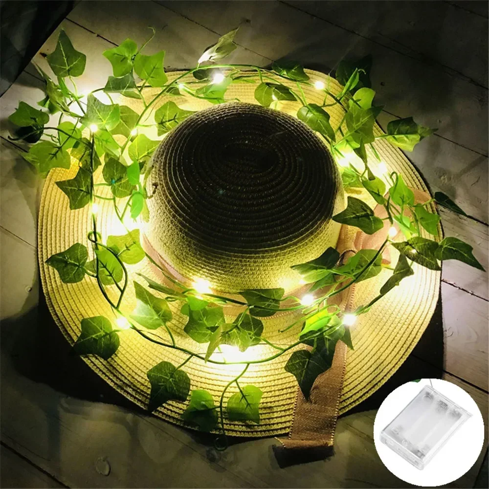 Casamento pendurado guirlanda luz da corda artificial lvy led stringlight para o quarto festa de casamento jardim parede sala alimentado por bateria: Azul / 11-15 W
