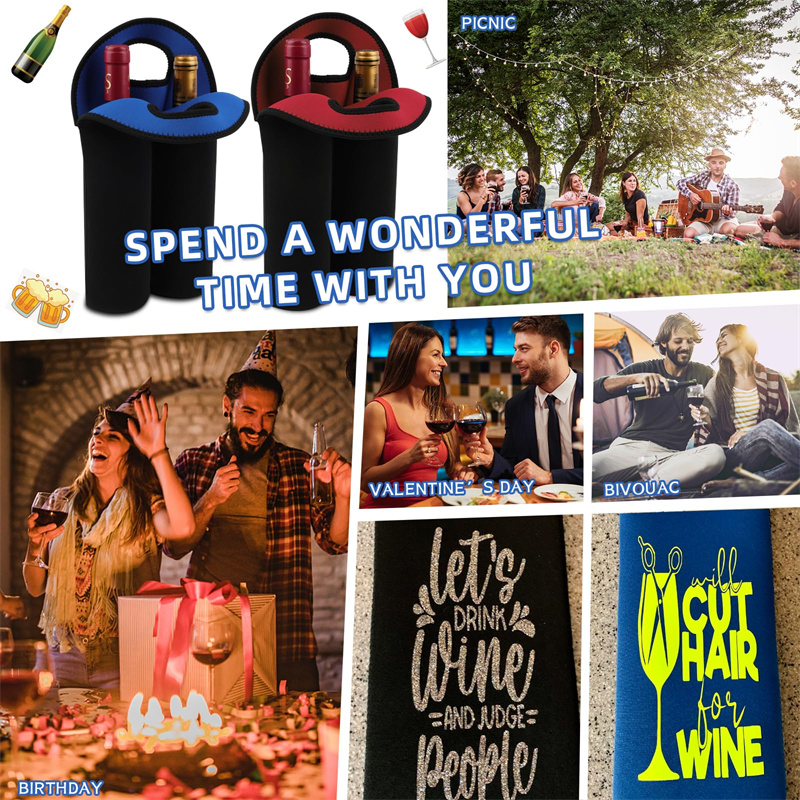 Bolsa de neopreno para botella de vino, bolsa de neopreno con aislamiento para bebidas/vino/cerveza, 2 botellas, funda refrigeradora para fiestas, 1 ud.