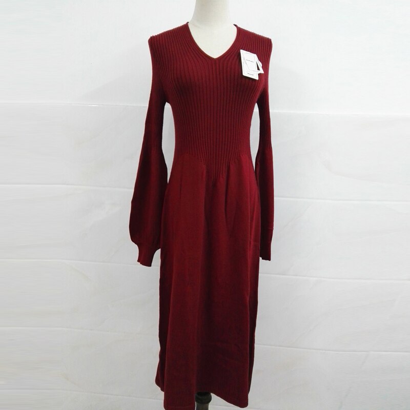 Sweater Knitted Dress Cashmere Long Autumn Women Cashmere Sweater Dress Long Sleeve Pleated Long Knitted Sweater Dresses