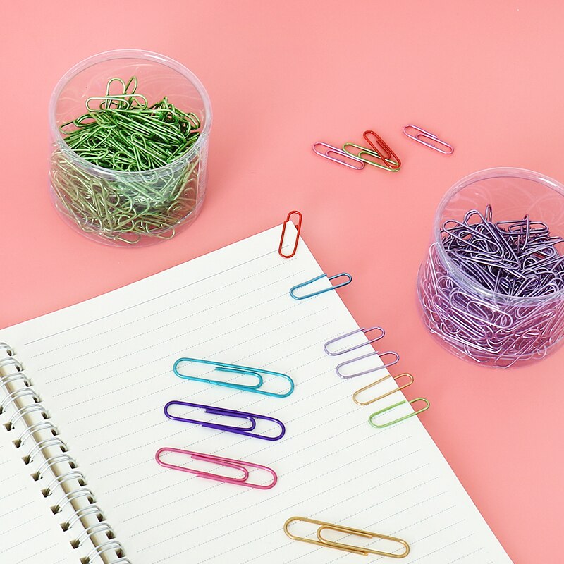 Bright Color Paper Clip Office Supplies Cute Clip Paper Clips Papeleria Office Accessories Paperclips Clips Para Papel