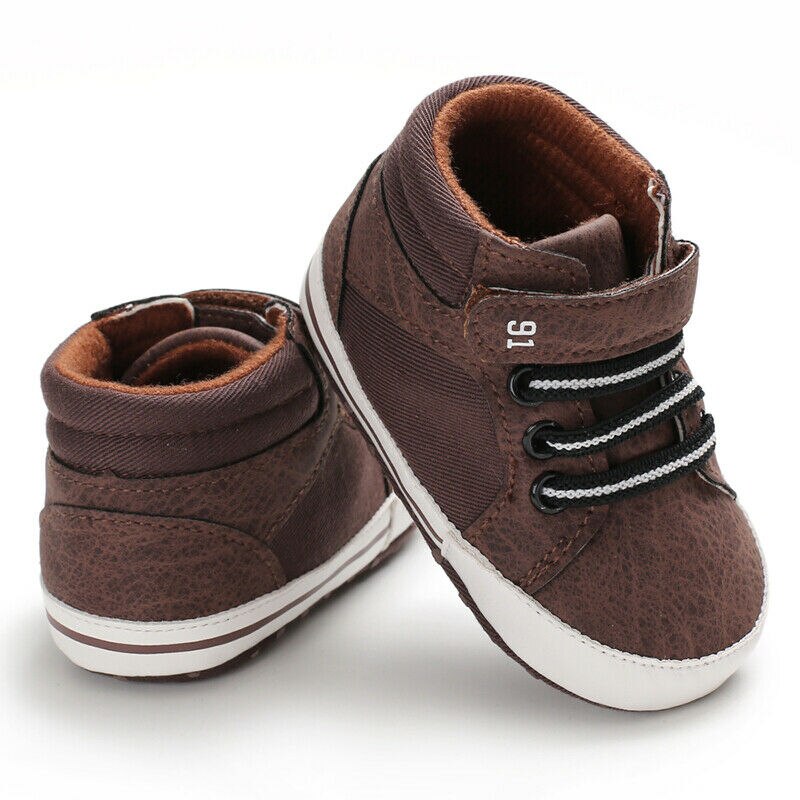 Baby drenge piger sko søde småbørn spædbørn afslappet krybbe sneakers prewalker trænere super baby gåsko: Brun / 7-12 måneder
