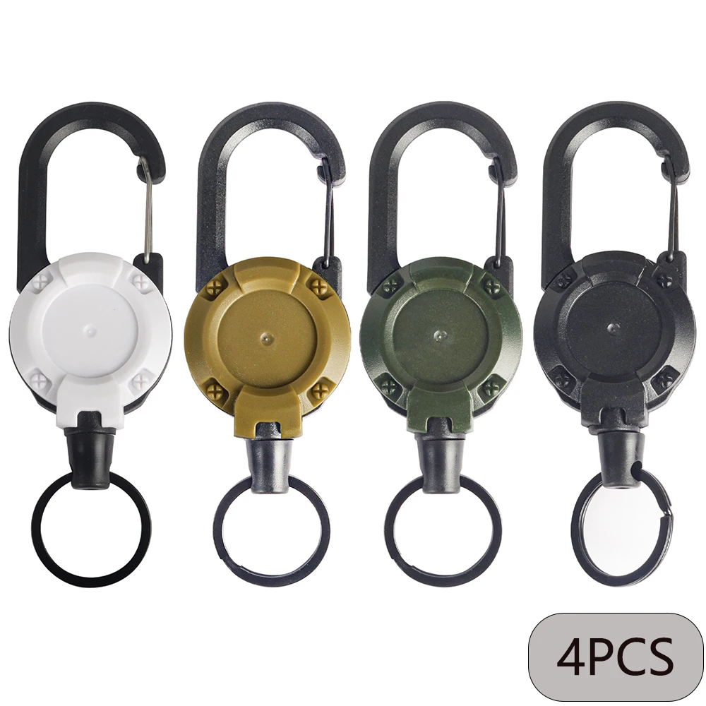 1/2/4 Uds soportes retráctiles extensibles llavero carretes de insignia Clip resistente con mosquetón llavero para hombres bolsas al aire libre: Morado
