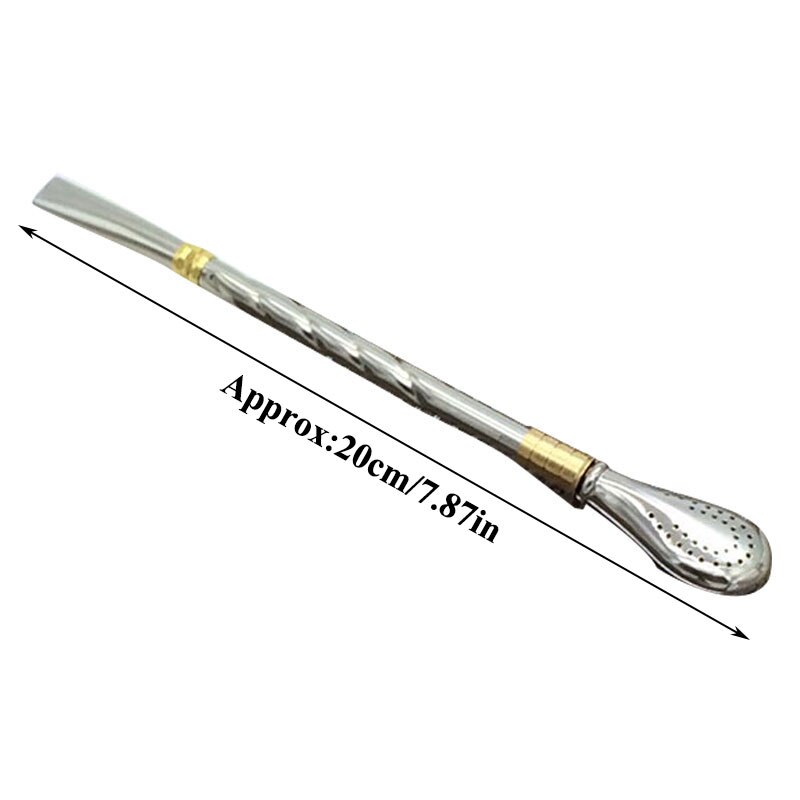 Pajita para beber té con filtro de acero inoxidable, cuchara para beber, Erba Mate, Bombilla de calabaza, herramientas de té reutilizables, Accesorios lavables para Bar