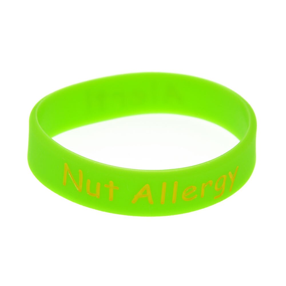 Pulsera de silicona con grabado para niños, brazalete de colores con advertencia de alergia a nueces, a la ,: 02 one pcs