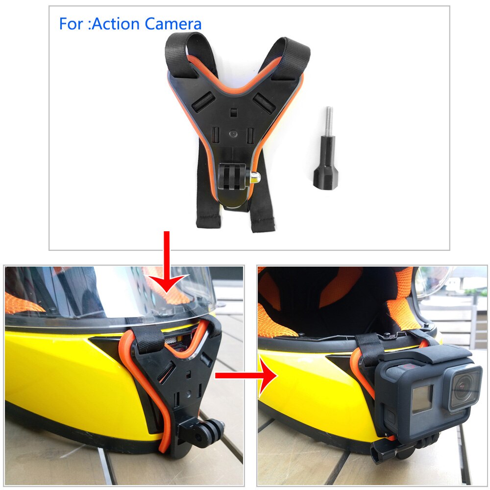 Motorsykkel hjelmholder hakefeste til gopro helt 6 5 sjcam xiaomi yi kamera