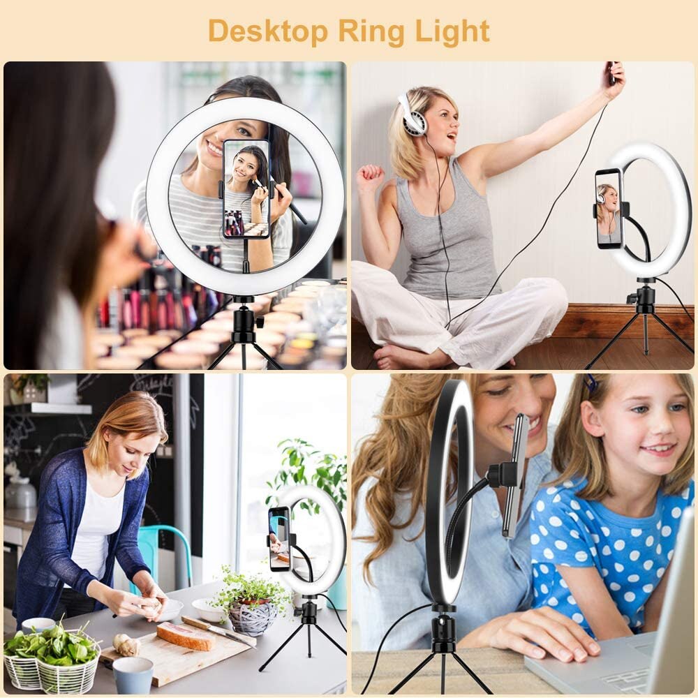 Fotografia LED Selfie Anello di Luce con la Tabella Treppiedi Dimmerabile Desktop Video Anello Lampada per Youtube Streaming In Diretta di Trucco