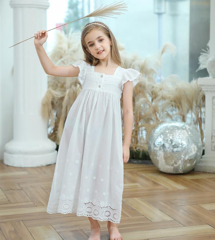 Teen Girl Nightdress Summer Girls White Cotton Sleepwear Girls Lace Nightgowns Children Clothes 3 4 5 6 8 10 Year: 1 / 120
