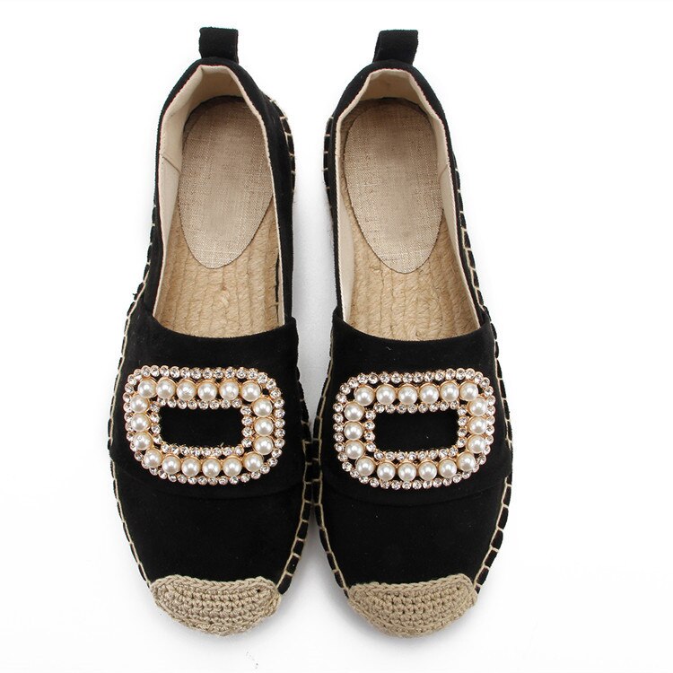 femmes chaussures printemps bout fermé espadrilles plates: Black / 7