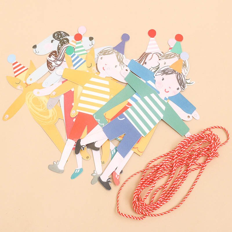 Handen in handen jongen meisje cartoon papieren slinger diy slinger verjaardag banner vlag feestdecoratie papieren vlaggetjes hangende ornament