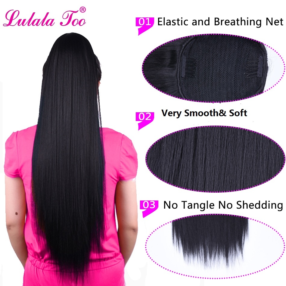 30inch Synthetic Long Straight Drawstring Ponytail For Women Natural PonyTail Hairpieces Heat Resistant Clip in Hair Extension