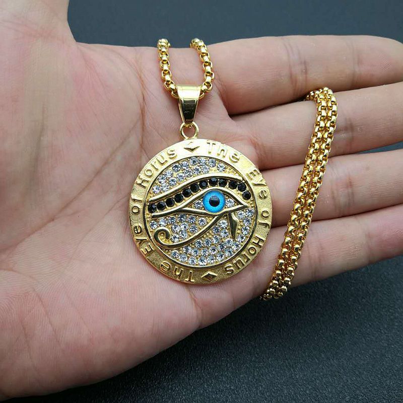 Oude Egypte Het Oog Van Horus Hanger Kettingen Voor Vrouwen En Mannen Gouden Kleur Rvs Ronde Sieraden